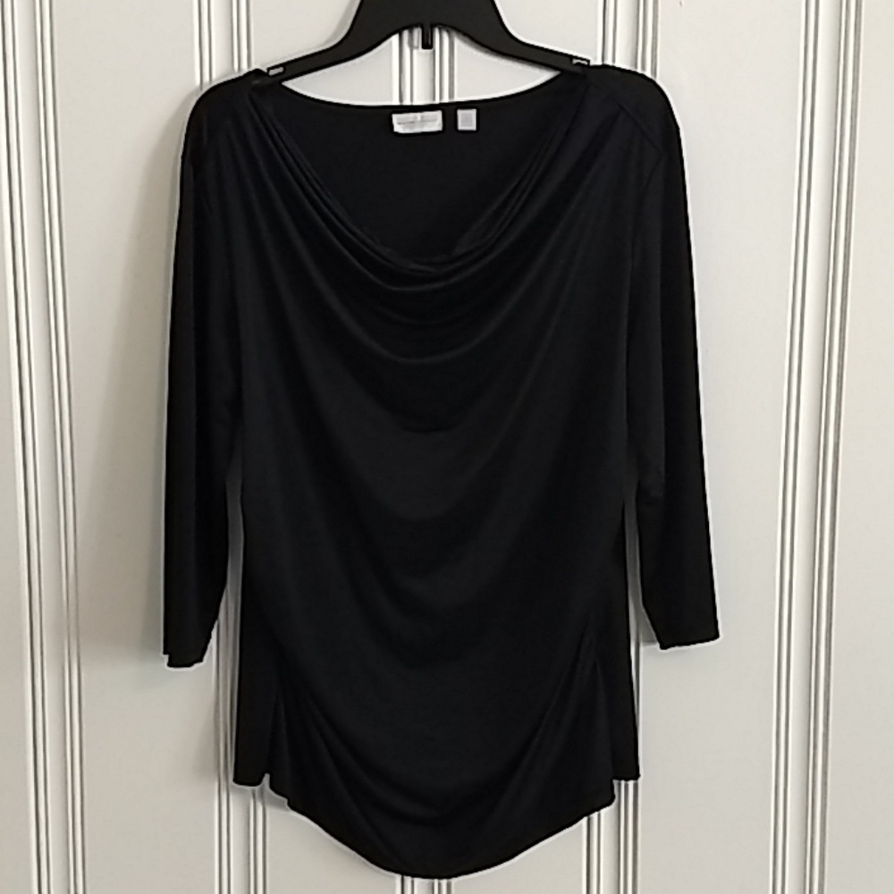 Nice Black Draped Top by New York & Company XL